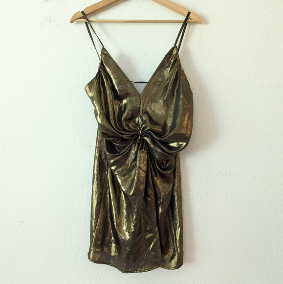 NWT Free People Twist Of Gold Mini Dress - Picture 4 of 11